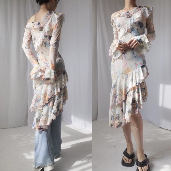 Jean Paul Gaultier Maille pink ruffle dress - Picture 5 of 14